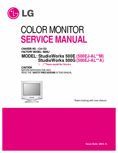 LG StudioWorks 500E, StudioWorks 500G Service Manual Monitor 15